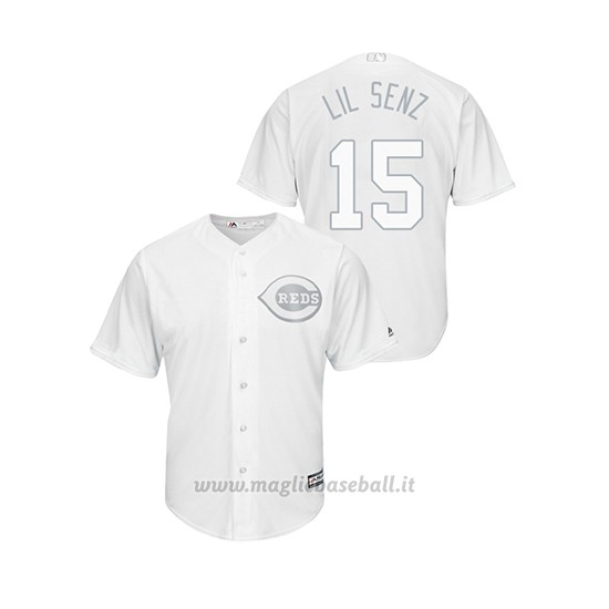 Maglia Baseball Hombre Cincinnati Reds 15 Nick Senzel 2019 Players Weekend Lil Senz Replica Bianco